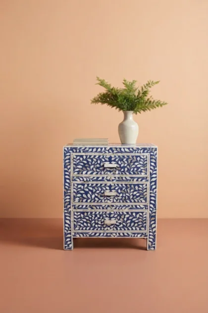 Mother Of Pearl Inlay Floral 3 Drawer Bedside Blue, buy mother pearl inlay floral, luxury mother pearl inlay floral, handcrafted mother pearl inlay floral, handmade mother pearl inlay floral, mothermother-of-pearl-inlay-floral-3-drawer-bedside-blue-bedside-table-blue-furniture-floral-design-floral-pattern-flower-motif-mop-inlay-furniture-mother-of-pear-01.webp