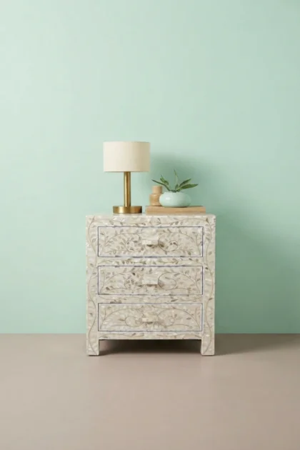 Mother Of Pearl Inlay Floral 3 Drawer Bedside Ivory, buy mother pearl inlay floral, luxury mother pearl inlay floral, handcrafted mother pearl inlay floral, handmade mother pearl inlay floral, mothermother-of-pearl-inlay-floral-3-drawer-bedside-ivory-bedside-table-floral-design-floral-pattern-flower-motif-ivory-furniture-mop-inlay-furniture-mother-of-p-01.webp
