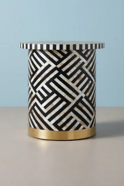 Optical MOP Inlay Round Side Table Black, buy optical mop inlay round, luxury optical mop inlay round, handcrafted optical mop inlay round, handmade optical mop inlay round, optical mop inlay giftoptical-mop-inlay-round-side-table-black-black-furniture-furniture-table-mop-inlay-furniture-mother-of-pearl-inlay-01.webp