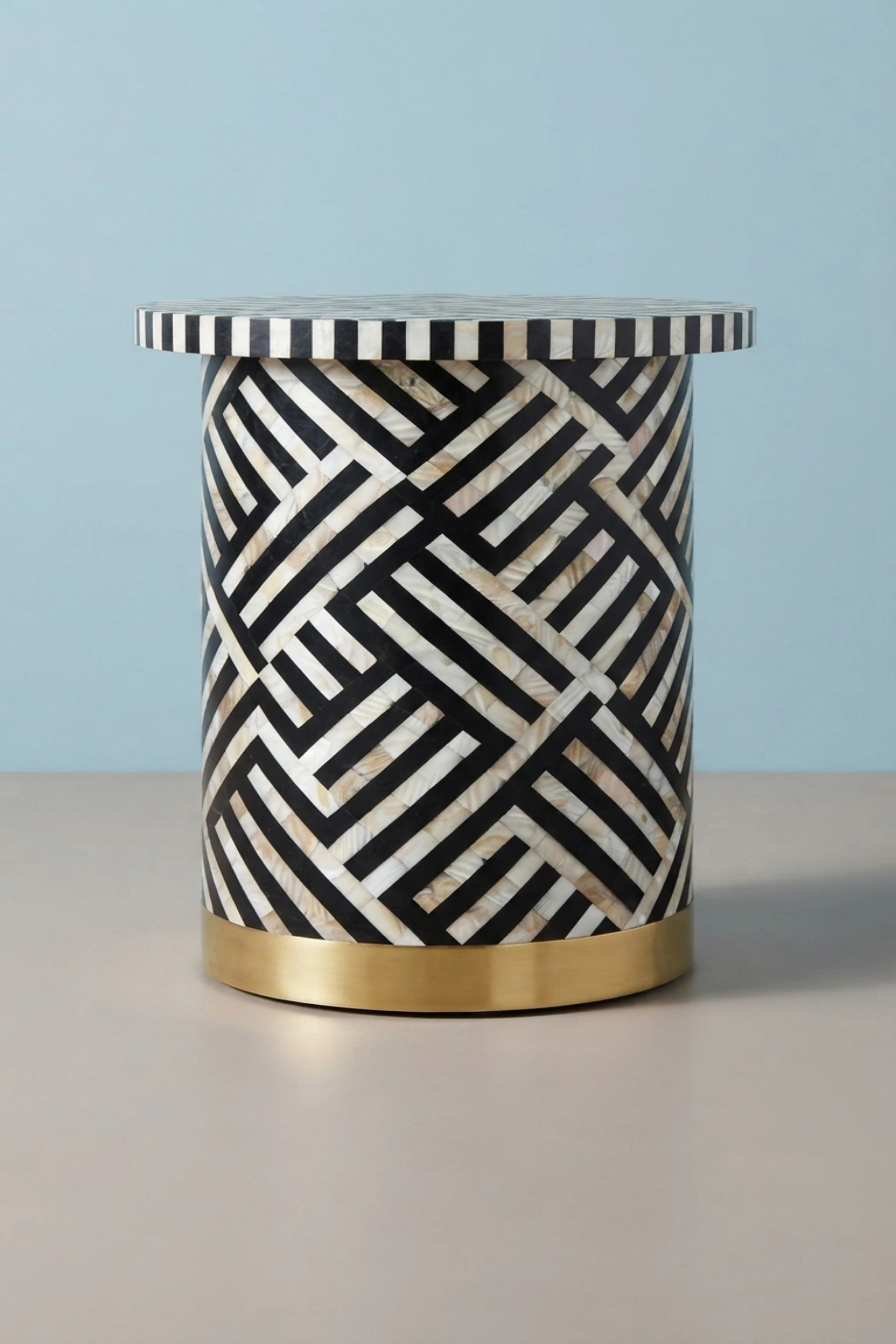 Optical MOP Inlay Round Side Table Black, buy optical mop inlay round, luxury optical mop inlay round, handcrafted optical mop inlay round, handmade optical mop inlay round, optical mop inlay giftoptical-mop-inlay-round-side-table-black-black-furniture-furniture-table-mop-inlay-furniture-mother-of-pearl-inlay-01.webp