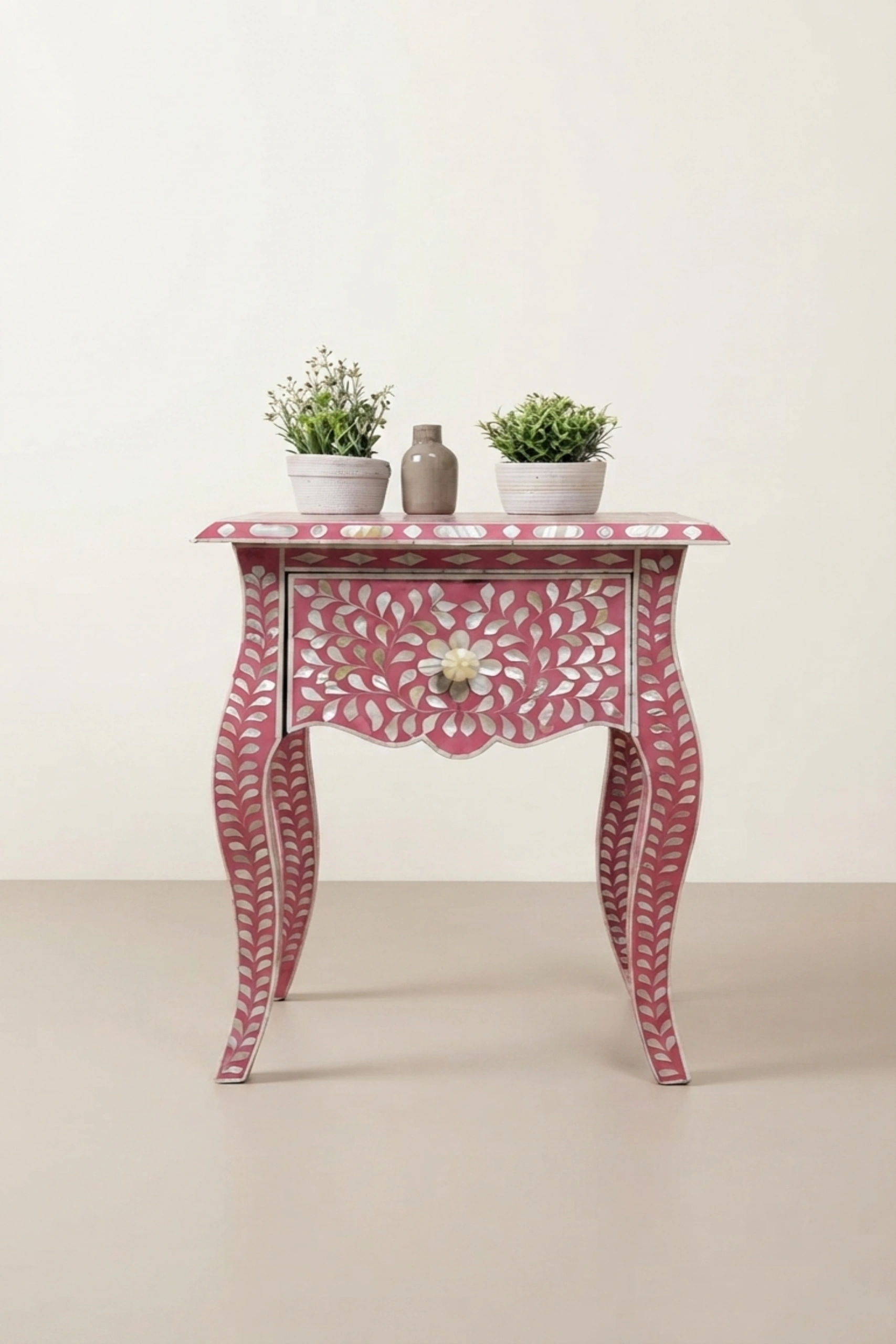 Pink Mother Of Pearl Inlay French Bedside 1 Drawer Floral Design, buy pink mother pearl inlay, luxury pink mother pearl inlay, handcrafted pink mother pearl inlay, handmade pink mother pearl inlaypink-mother-of-pearl-inlay-french-bedside-1-drawer-floral-design-bedside-table-floral-design-floral-pattern-flower-motif-mop-inlay-furniture-m-01.webp