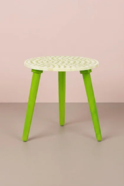 Polka Dot Bone Inlay Side Table Lime Green, buy polka dot bone inlay, luxury polka dot bone inlay, handcrafted polka dot bone inlay, handmade polka dot bone inlay, polka dot bone inlay online, polkapolka-dot-bone-inlay-side-table-lime-green-bone-inlay-furniture-furniture-table-green-furniture-handmade-bone-inlay-01.webp