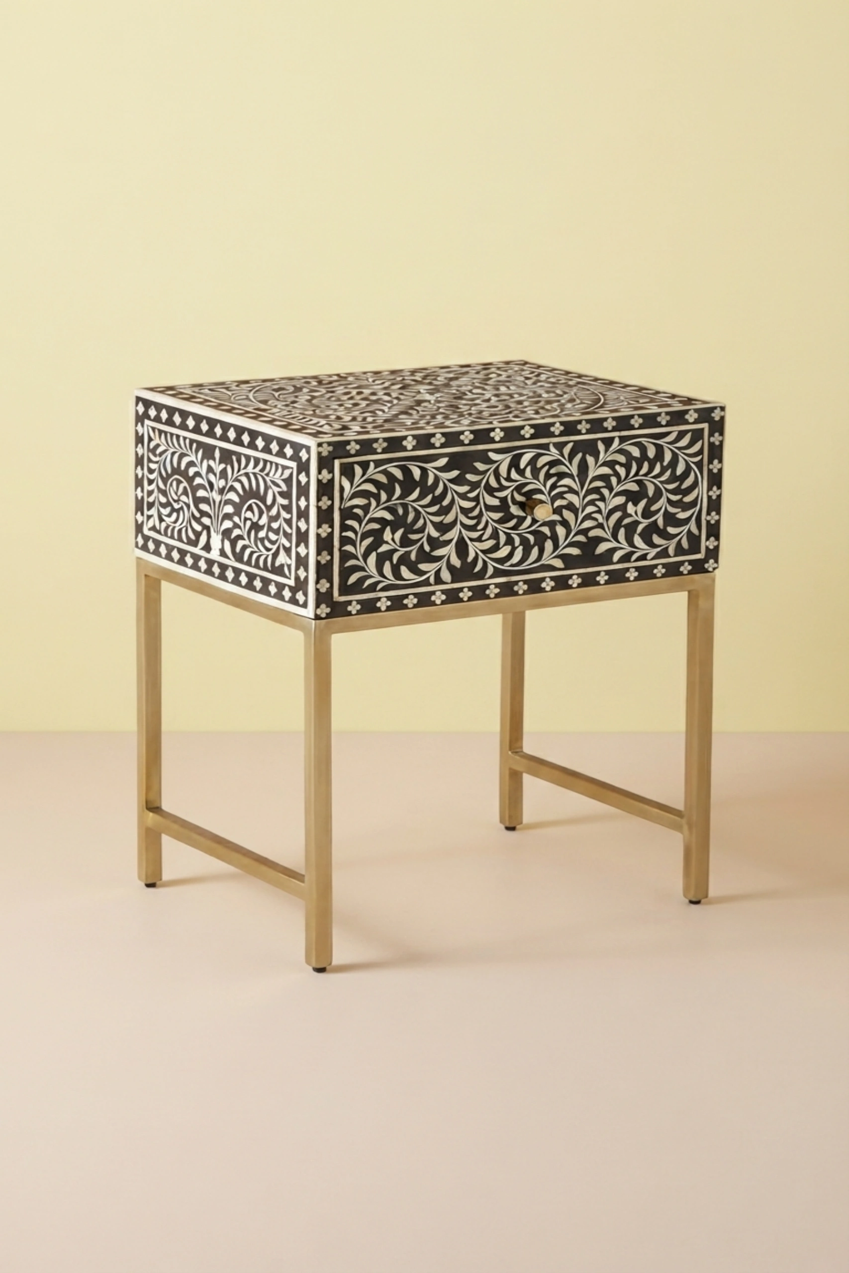 Scroll Vine Bone Inlay Nightstand Black, buy scroll vine bone inlay, luxury scroll vine bone inlay, handcrafted scroll vine bone inlay, handmade scroll vine bone inlay, scroll vine bone inlay onlinescroll-vine-bone-inlay-nightstand-black-bedside-table-black-furniture-bone-inlay-furniture-handmade-bone-inlay-nightstand-vine-pattern-01.webp