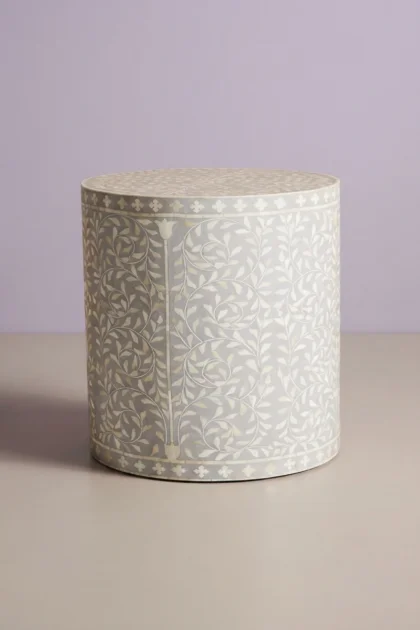 Scroll Vine Bone Inlay Side Table Dove Grey, buy scroll vine bone inlay, luxury scroll vine bone inlay, handcrafted scroll vine bone inlay, handmade scroll vine bone inlay, scroll vine bone gift, vinescroll-vine-bone-inlay-side-table-dove-grey-bone-inlay-furniture-furniture-table-grey-furniture-handmade-bone-inlay-vine-pattern-01.webp
