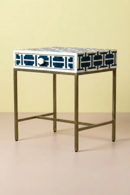 Tetris Bone Inlay 1 Drawer Nightstand Indigo, buy tetris bone inlay drawer, luxury tetris bone inlay drawer, handcrafted tetris bone inlay drawer, handmade tetris bone inlay drawer, tetris bone, bonetetris-bone-inlay-1-drawer-nightstand-indigo-bedside-table-bone-inlay-furniture-handmade-bone-inlay-nightstand-01.webp