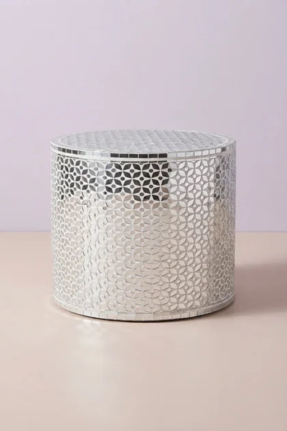 Thikri Glass Inlay Geometric Round Side Table White, buy thikri glass inlay geometric, luxury thikri glass inlay geometric, handcrafted thikri glass inlay geometric, thikri glass inlay geometric indiathikri-glass-inlay-geometric-round-side-table-white-furniture-table-geometric-design-geometric-pattern-glass-inlay-thikri-glass-inlay-white-furniture-01.webp