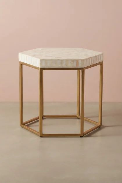 White Bone Inlay Hexagonal Side Table Stripes, buy white bone inlay hexagonal, luxury white bone inlay hexagonal, handcrafted white bone inlay hexagonal, handmade white bone inlay hexagonal, whitewhite-bone-inlay-hexagonal-side-table-stripes-bone-inlay-furniture-furniture-table-handmade-bone-inlay-white-furniture-01.webp